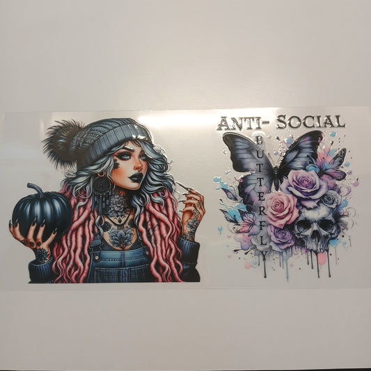 Antisocial butterfly 16oz wrap